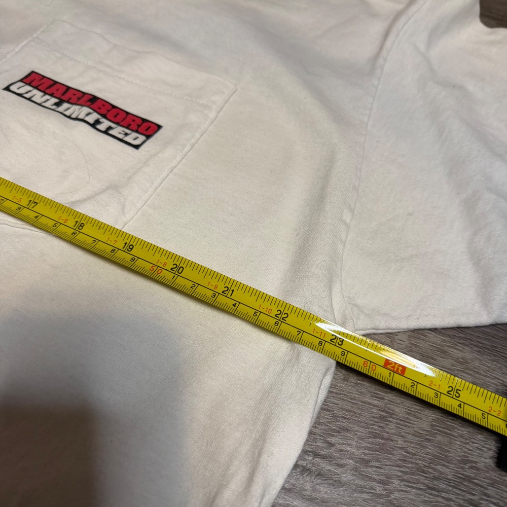 90s Marlboro Unlimited White Pocket TShirt Graphic Horse Creek Pipestone Pass XL - Picture 5 of 6